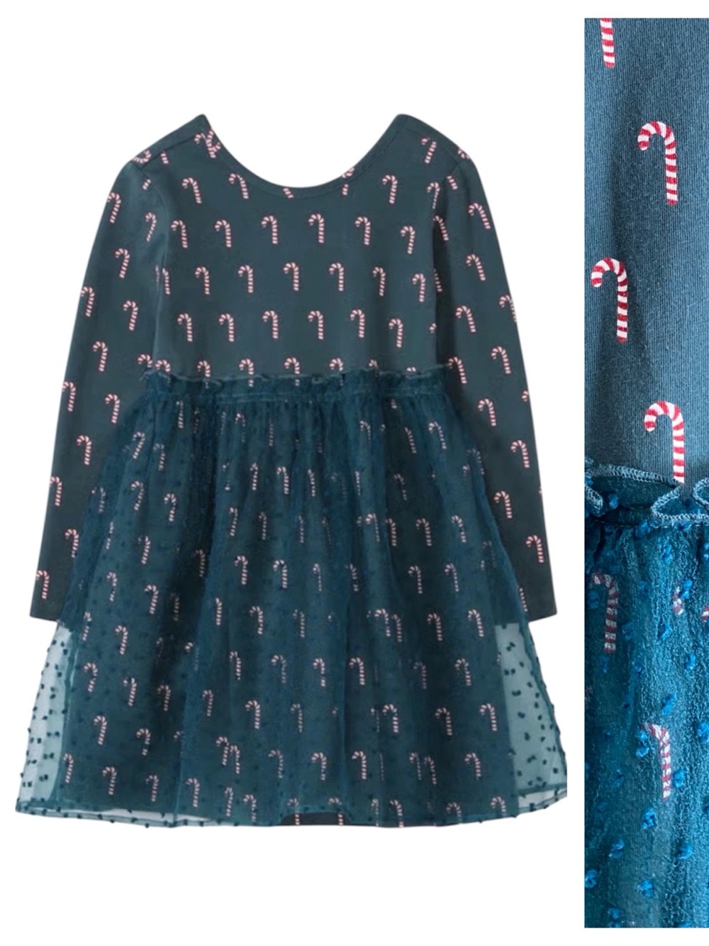 Hanna Andersson Green Candy Cane Tulle Skirt Dress 5t